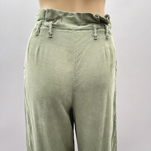 Anthropologie Womens Olive Green Paperbag Waist Cropped Pants Size 4/UK‎ 8R - Picture 4 of 12